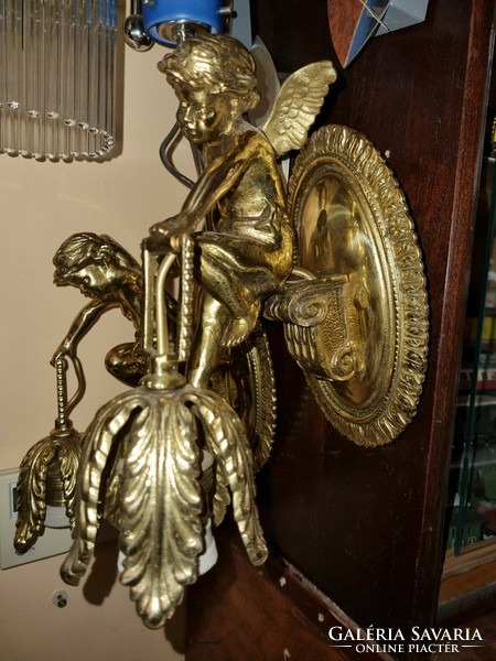 2 old copper angelic wall levers
