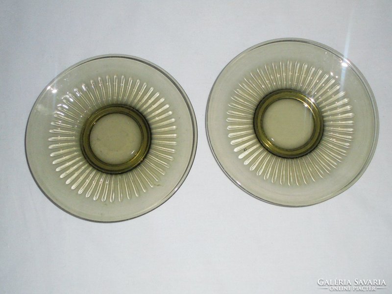 Antique colored glass cake plate small plate - 2 pcs