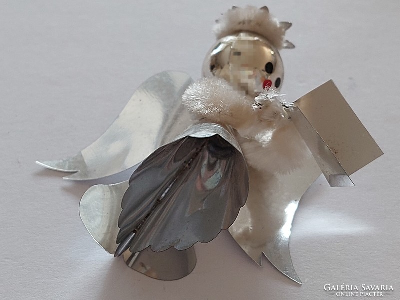Old glass Christmas tree ornament silver angel glass ornament