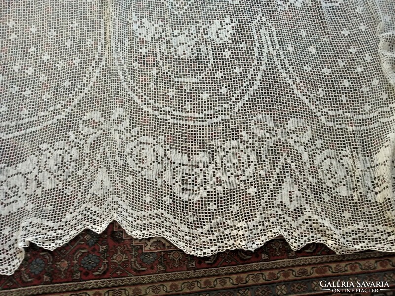 Snow white antique crocheted curtain - 200x310 cm
