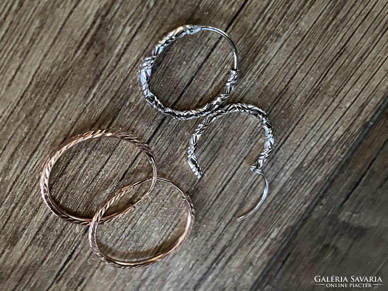 Smaller, lightweight, hallmarked sterling silver, engraved hoops - rose gold and rhodium plated