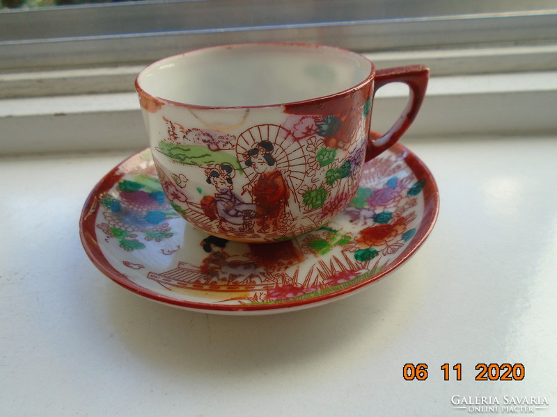 Kutani eggshell marked Japanese porcelain coffee cup with saucer