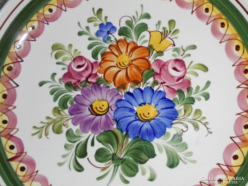 Osztrák kerámia tányér - Wechsler Tirolkeramik Austria - kézzel festett, virág mintás