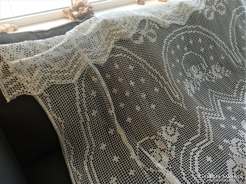 Snow white antique crocheted curtain - 200x310 cm