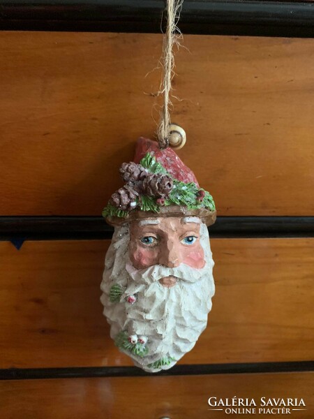 Christmas tree ornament large ceramic Santa Claus head