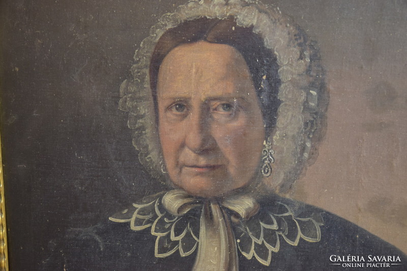 Derkovits : Idős hölgy portré biedermeier festmény