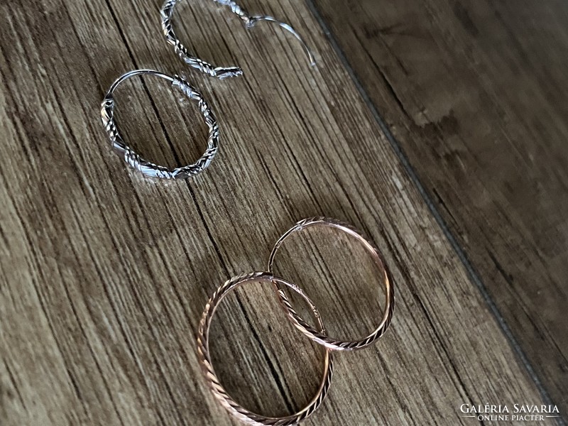 Smaller, lightweight, hallmarked sterling silver, engraved hoops - rose gold and rhodium plated