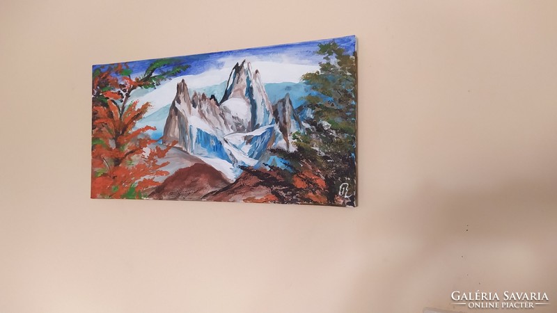 (K) signed, atmospheric landscape painting 60x30 cm, signed