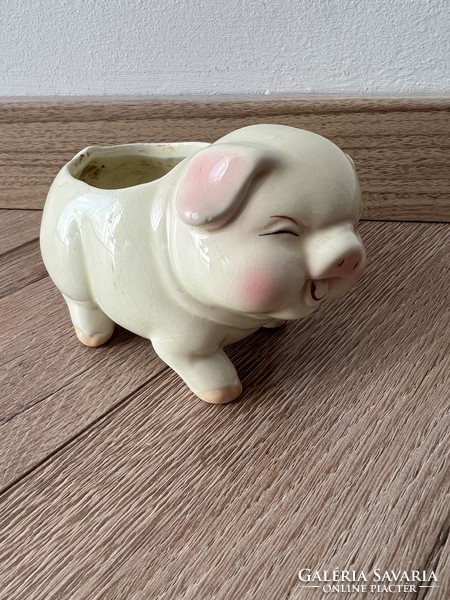 Vintage pig porcelain flower holder