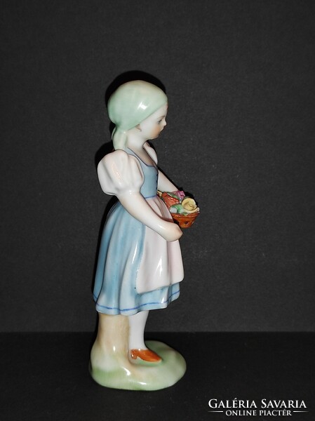 Herend figure, girl with a flower basket
