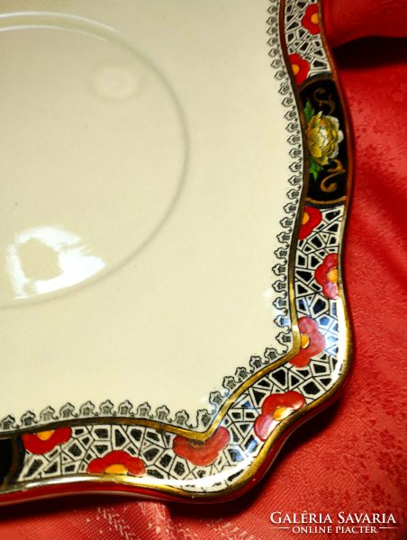 English satsuma porcelain square bowl, centerpiece, serving dish