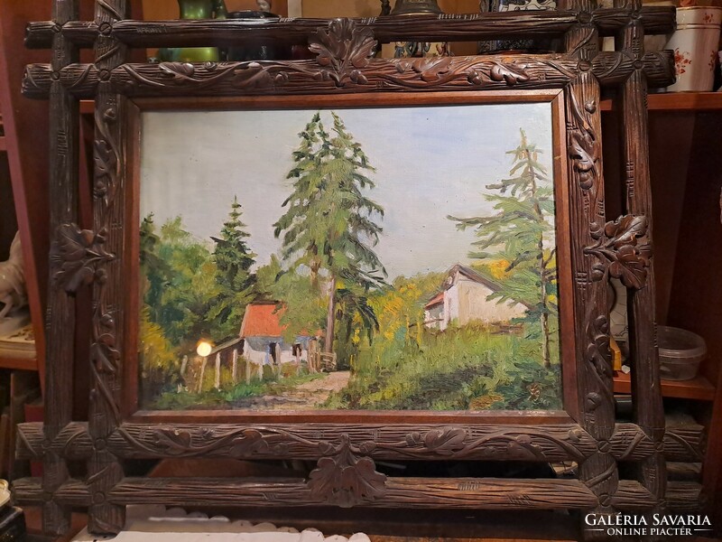 Forest landscape in a hunter's frame