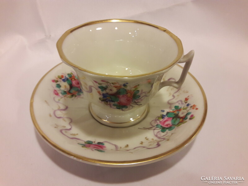 Antique Beautiful Museum Hand Painted Porcelain Biedermeier Single Tea Set Flawless 1830