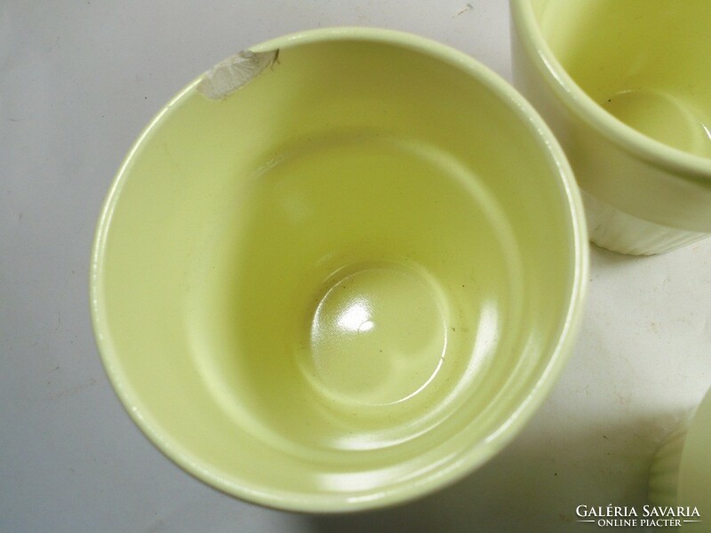 Retro régi sorszámozott sárga mázas kerámia pohár poharak 3 db