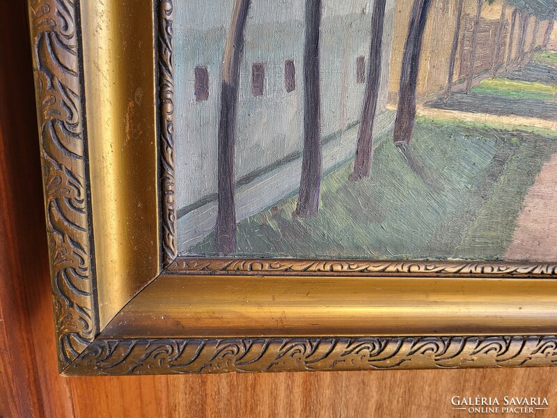 Large, good condition frame 75x89cm, receiving size: 60.5x74cm, marked oil painting inside