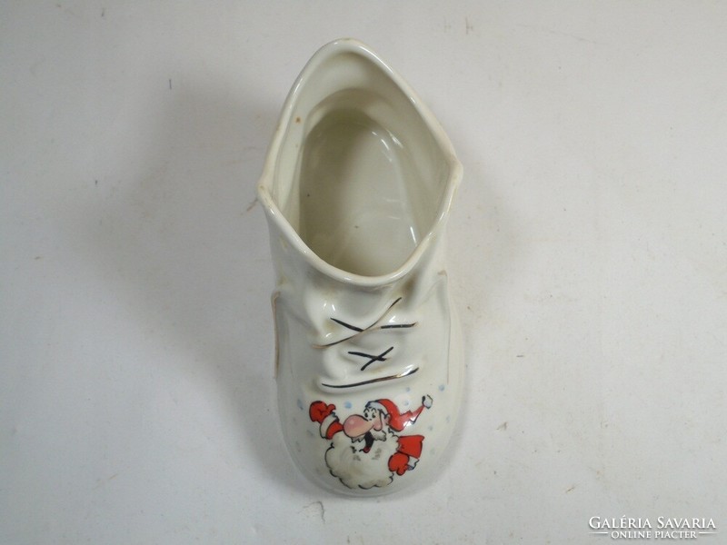 Kalocsai Karácsonyi Mikulás kézzel festett porcelán gyerekcipő kis cipő- Kalocsa Hungary Handpainted