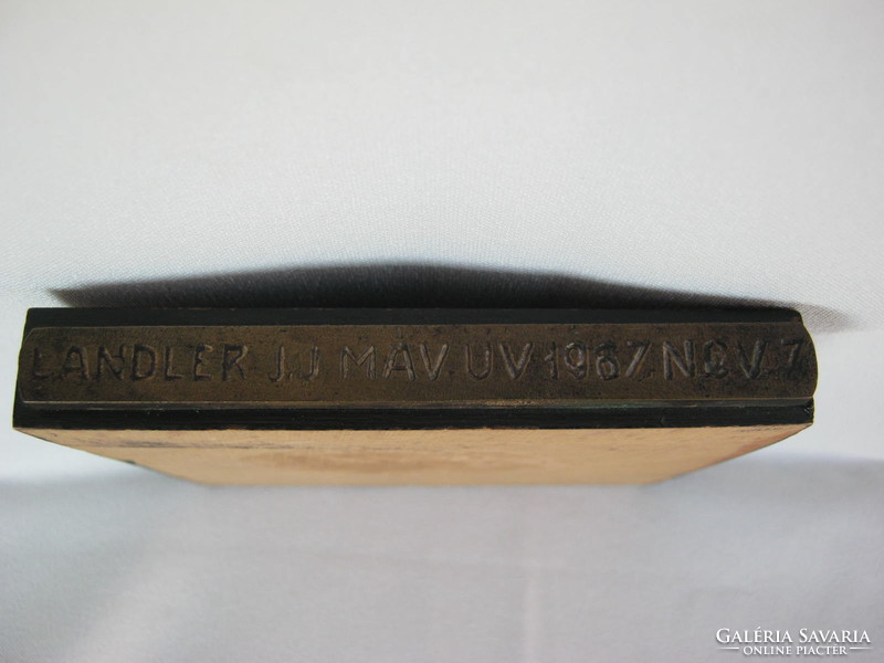 Máv 1967. Retro copper socialist memorial plaque landler j.J. Lenin spaceship