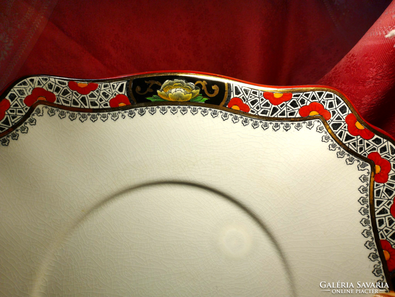 English satsuma porcelain square bowl, centerpiece, serving dish