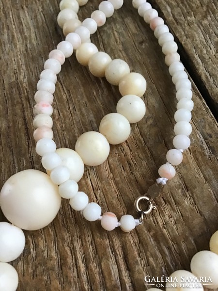 Antique white coral (angel skin) string of pearls