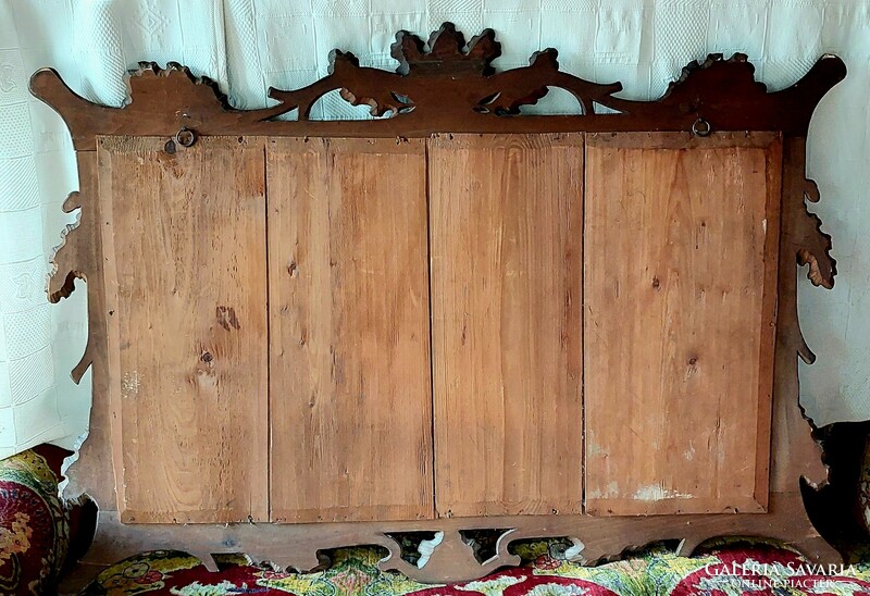 Huge oak leaf carved mirror, from 1900, impeccable, in original condition, 145 x 105 cm