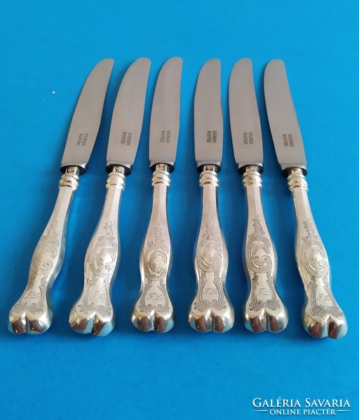 Antique silver 6-piece dessert knife