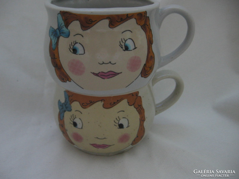 Collector little girl, female face belly mug in couple westerwald