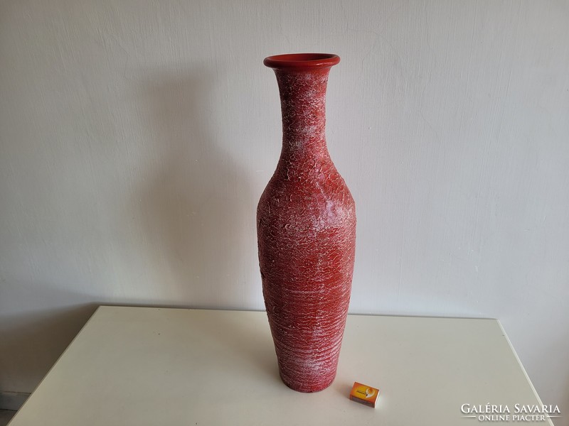 Régi retro 69 cm es nagy padlóváza csorgatott zsugormázas mid century váza