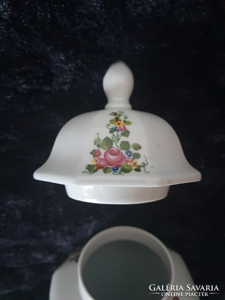 Marked light porcelain vase with lid, urn vase