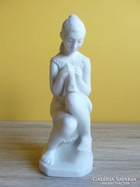 Rare retro biscuit seamstress figure from Herend