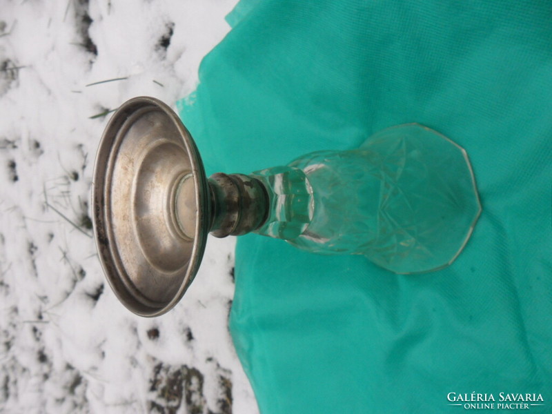 Ezüst talpas dianás csiszolt üveg váza