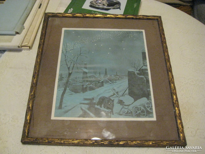 Frost or wage?? The lithograph signed with Szigno depicts a settlement destroyed in the 1st century BC