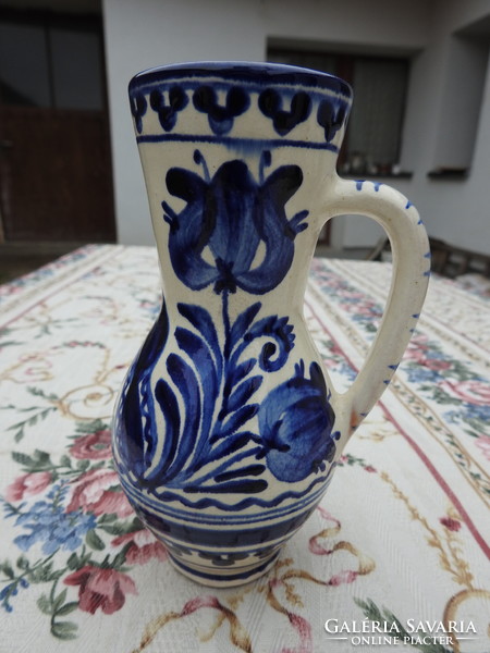 János Czugh old ceramic goblet - earthenware jug with a handle