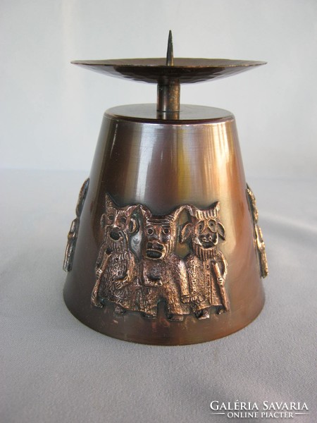 Craftsman copper candle holder with Busó decoration