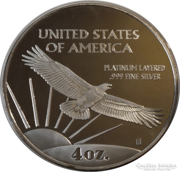 Liberty 2002 - hatalmas, 4 unciás színezüst emlékérme platinával bevonva