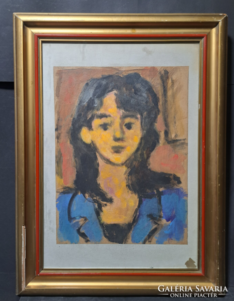 Női portré (tempera, teljes méret 62x46 cm)