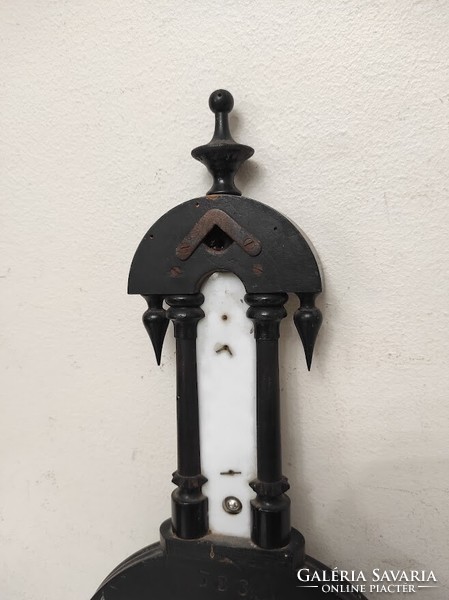 Antique Pewter German Barometer Ornately Carved Wall Thermometer Not Working French Text 307 6208