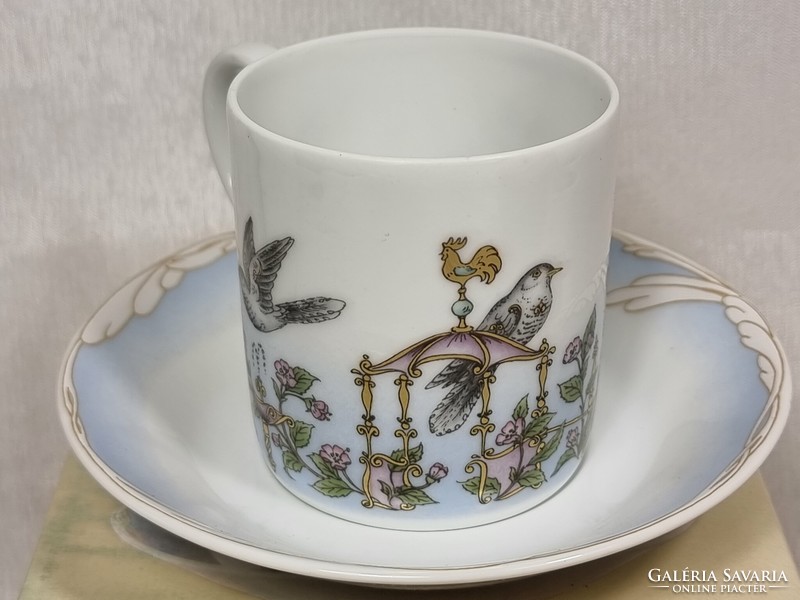 Hutschenreuther German porcelain coffee cup, with bottom, in box / ole winther series, month of May