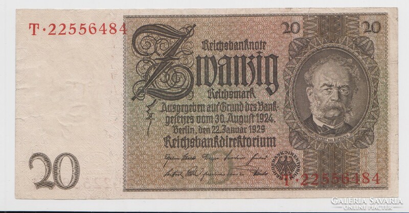 Reichsbanknote 20 Reichsmark 1929 Geldschein Deutsches Reich