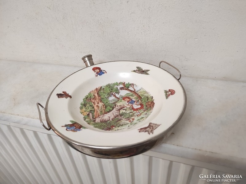 Antik gyerek tányér étel melegen tartó konyhai eszköz melegítő edény 314 6235