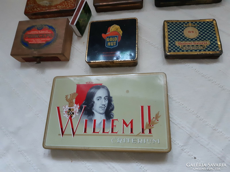 Old metal cigarette cigar boxes