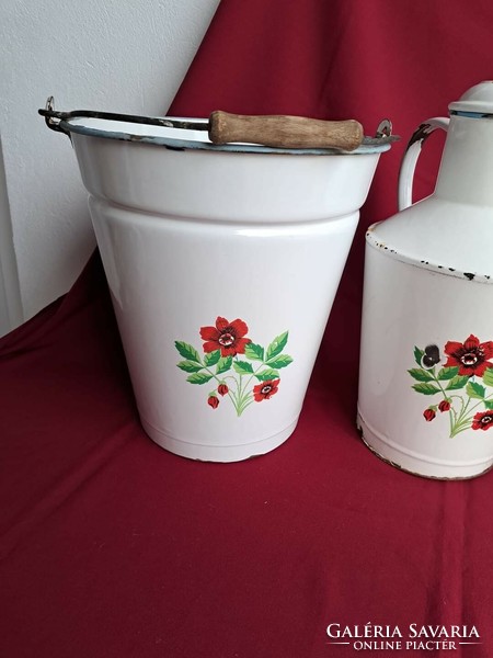 3-piece enamel package Budafoki rocska saitar Zzétár Bonyhád bucket Ceglédi kanna kanta villager