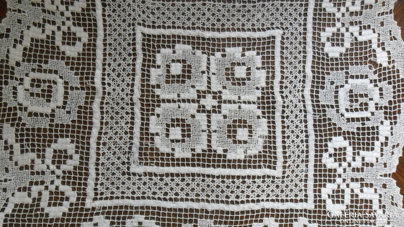 Antique, handmade lace tablecloth 42 x 40 cm.