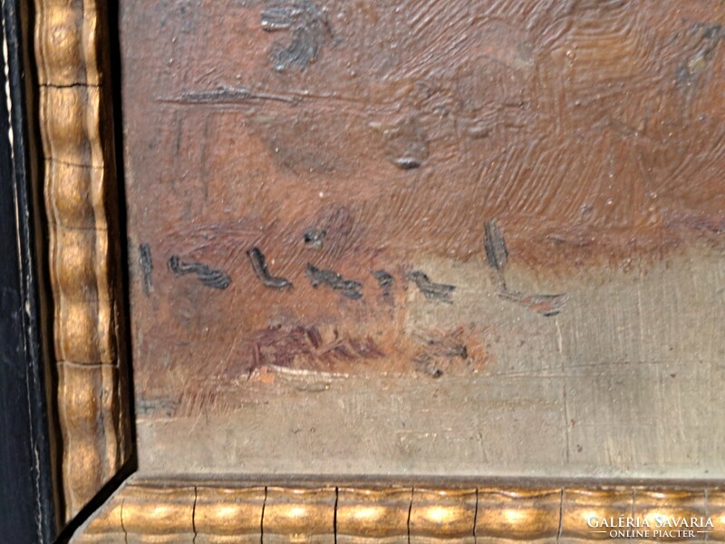 Tájkép tanyával Halász L. jelzéssel - olajfestmény (teljes méret 56x34,5 cm)