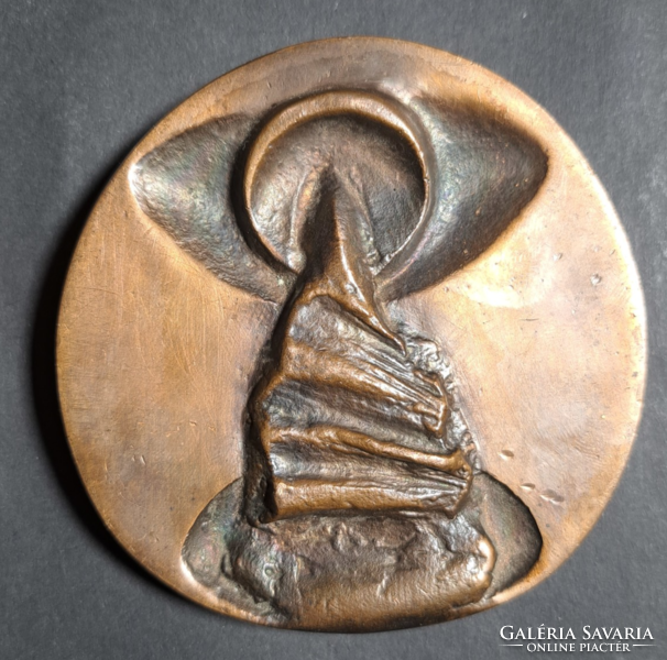 Frigyes Janzer (1939-): 75 years of metallochemistry, bronze plaque, medal - Münkacsy Award-winning medal artist