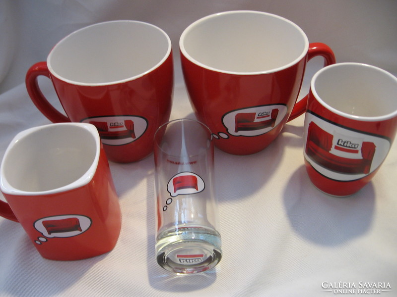 Retro kika red sofa advertising glass, mug