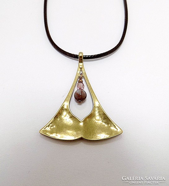 Handmade bronze pendant with textile chain (zal-r75310)