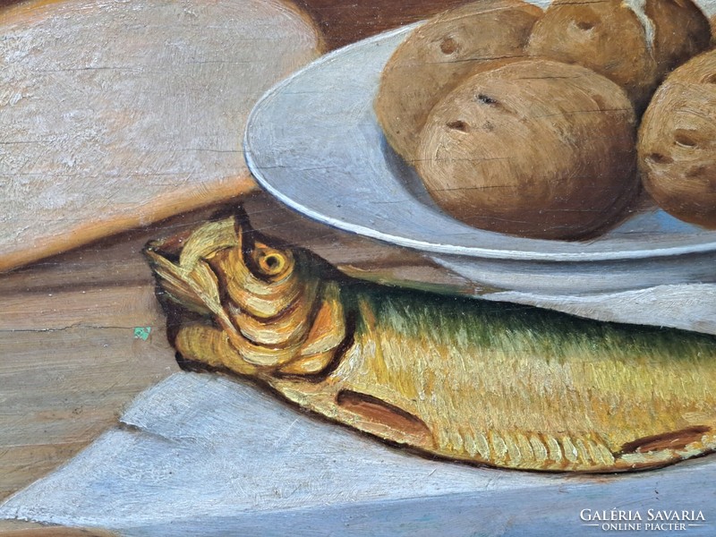 Fish still life (oil painting) h. With Verfaillie mark (size with frame 62x49 cm)