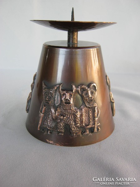 Craftsman copper candle holder with Busó decoration