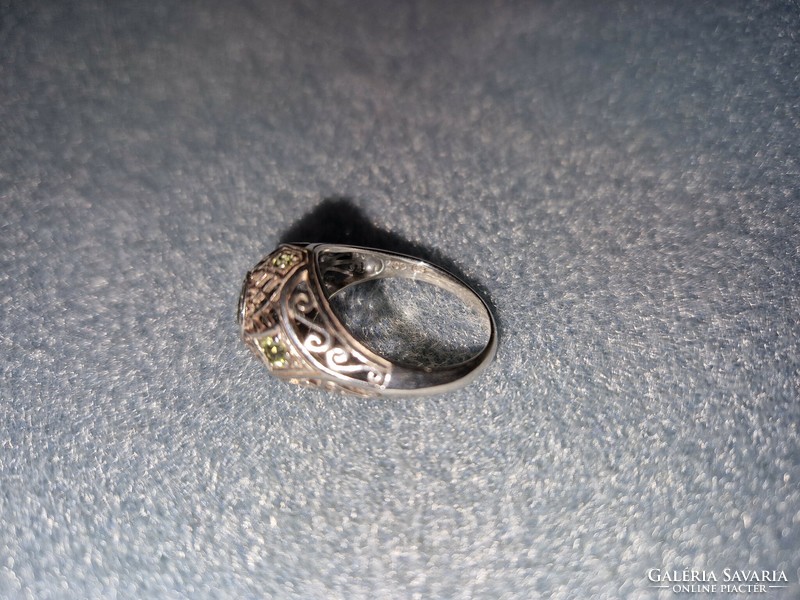 Peridot drágaköves antik stílusú  sterling ezüst gyűrű 54 es, 925  - új