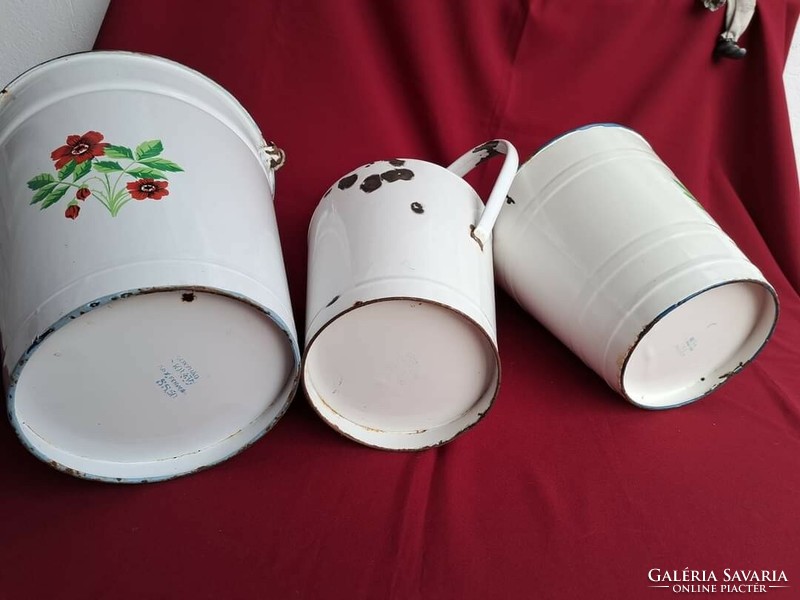 3-piece enamel package Budafoki rocska saitar Zzétár Bonyhád bucket Ceglédi kanna kanta villager